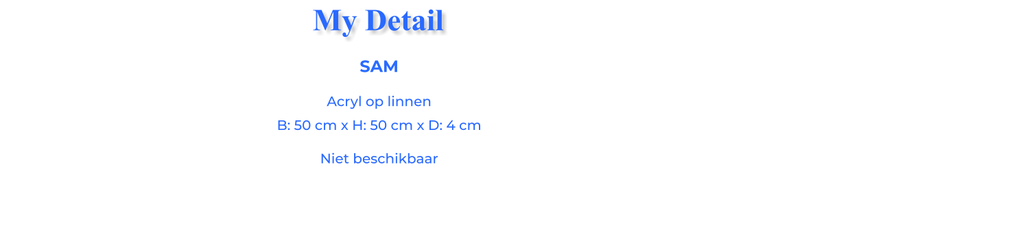 SAMAcryl op linnen B: 50 cm x H: 50 cm x D: 4 cm Niet beschikbaar My Detail